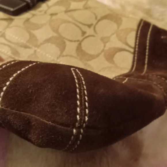 Vintage Coach Soho Brown Suede  EUC Signature Slim Mini Buckle Shoulder Bag - Picture 6 of 11